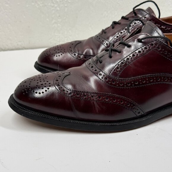 Vintage Cole Haan Oxford Brogue Dress Shoes Wingtip Burgundy Leather SIze 9.5D - Picture 6 of 14